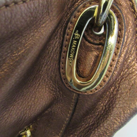 Copper Bronze Leather B Makowsky Hobo Bag Handbag Metallic - Picture 3 of 8